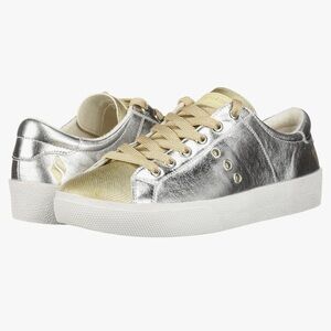 Skechers Street Aura-Mixed Metallic Sneakers in Silver/Gold Women's Size 8
